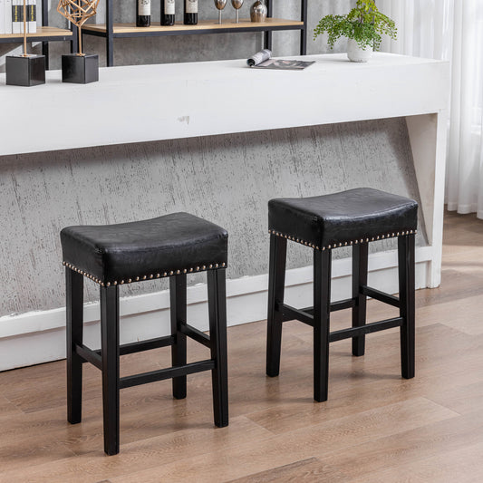 A&A 26" Stools for Kitchen Counter Backless with  Faux Leather 