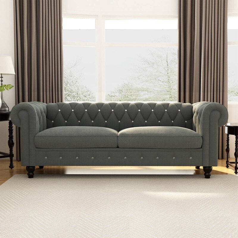 classic gray chesterfield sofa