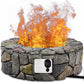Costway Outdoor Propane Gas Fire Pit with Stone Finish and Lava Rocks Cover