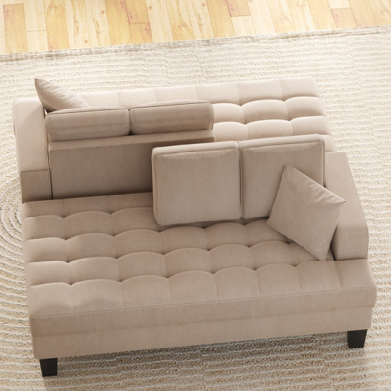 Chaise Lounge set with 2 Toss Pillow and Deep Tufted Upholstered