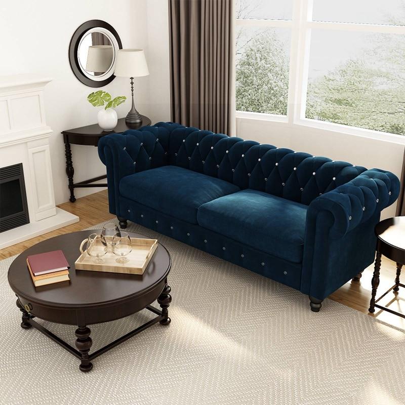 Chesterfield Upholstered Sofa with Velvet Surface