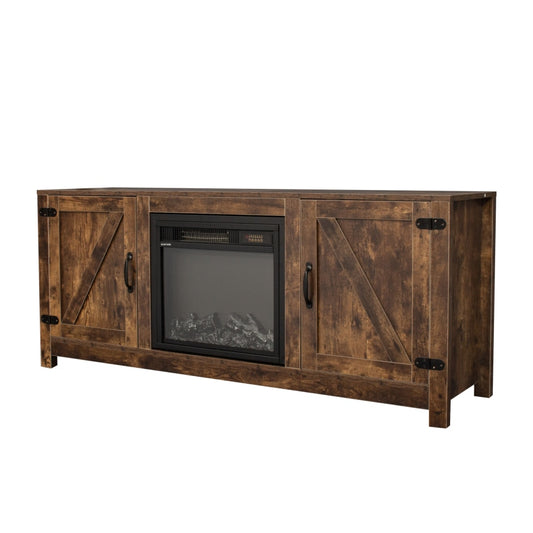 Electric Farmhouse Fireplace TV Stand with Storage