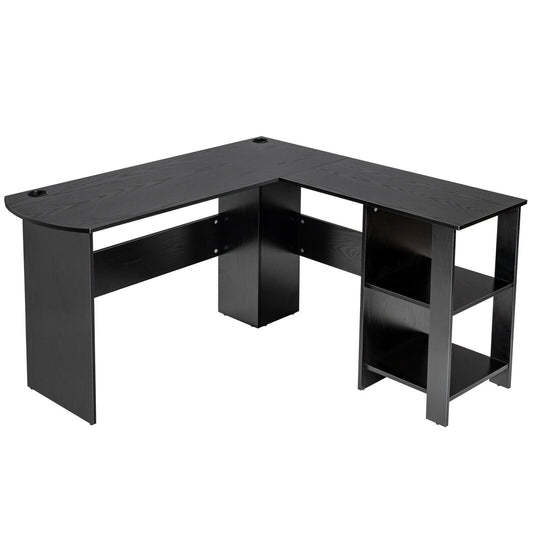 Costway Modern L-Shaped Computer Desk with Shelves