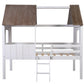 Twin Size Low Loft Wood House Bed with Two Side Windows, for Kids, Teens, Girls and Boys