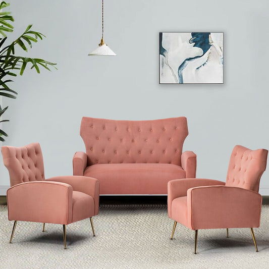 47.5 inch Modern Velvet Love Sofa with Double Chair Tufted Design