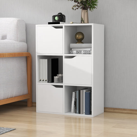 white bookshelf with drawers